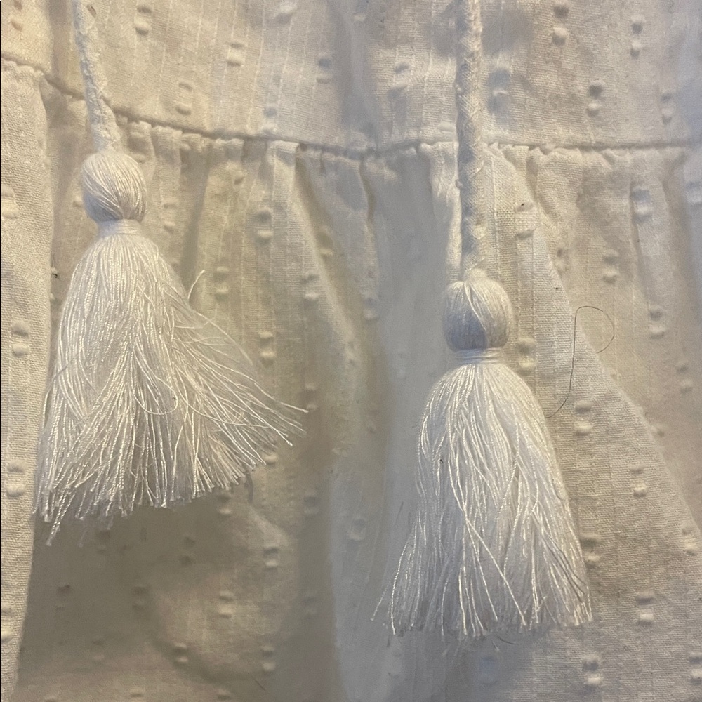 Lucky Brand White Eyelet Tassel Peplum Tank - Picture 4 of 6